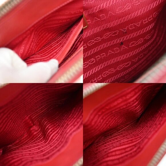 PRADA Logo Saffiano 2Way Shoulder Hand Bag Leather Red GHW - Picture 15 of 16